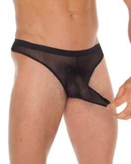 Mens Black G-String With Penis Sleeve