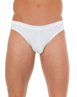 Mens White Cotton G-String