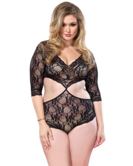 Leg Avenue Cut Out Floral Lace Teddy UK 14 to 18