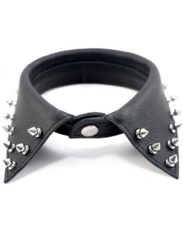 Leather Shirt Collar With Pointed Studs